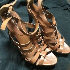 Aldo Women's Brown Leather Strappy Heel Size 7.5